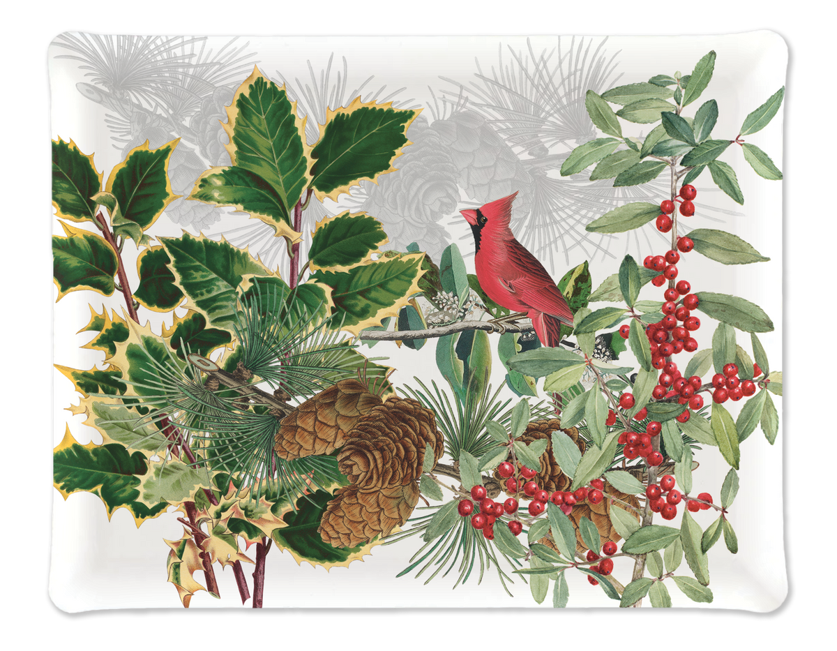 Natalia printed linen and acrylic serving tray detail view