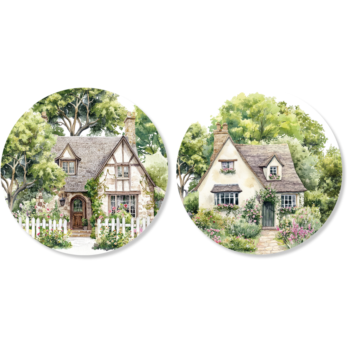 Lot de 2 sets de table ronds en carton bois Nunny Cottage 100 % fabriqués en Italie