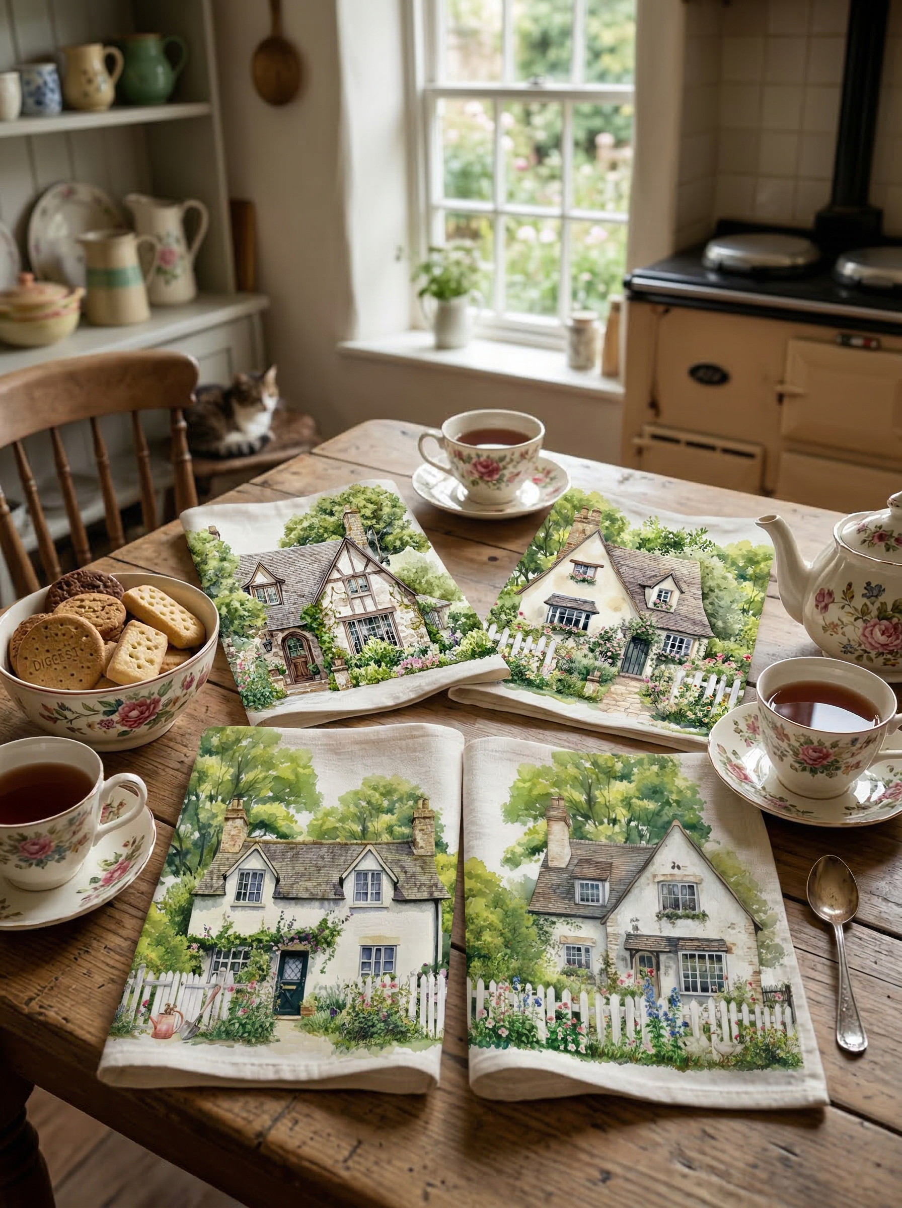 Set 4 Napkins Premium Linen Nunny Cottage 100% Made in Italy