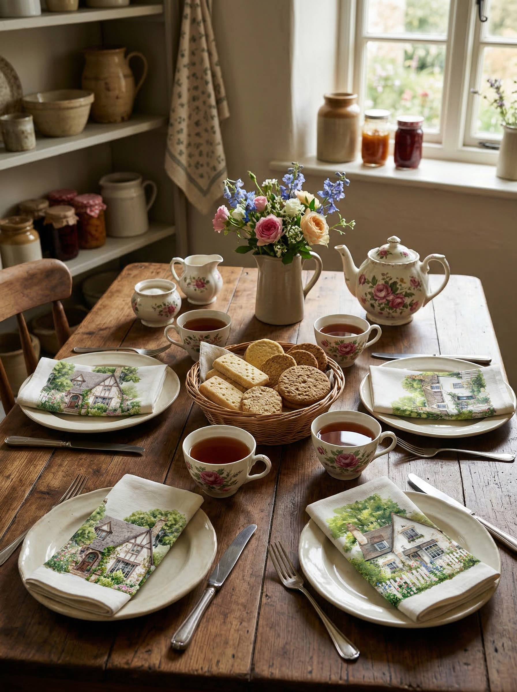 Set 4 Napkins Premium Linen Nunny Cottage 100% Made in Italy