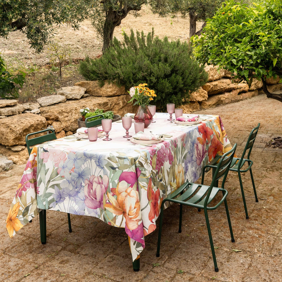 Tovaglia in lino pregiato «Oleandro» 100% Made in Italy
