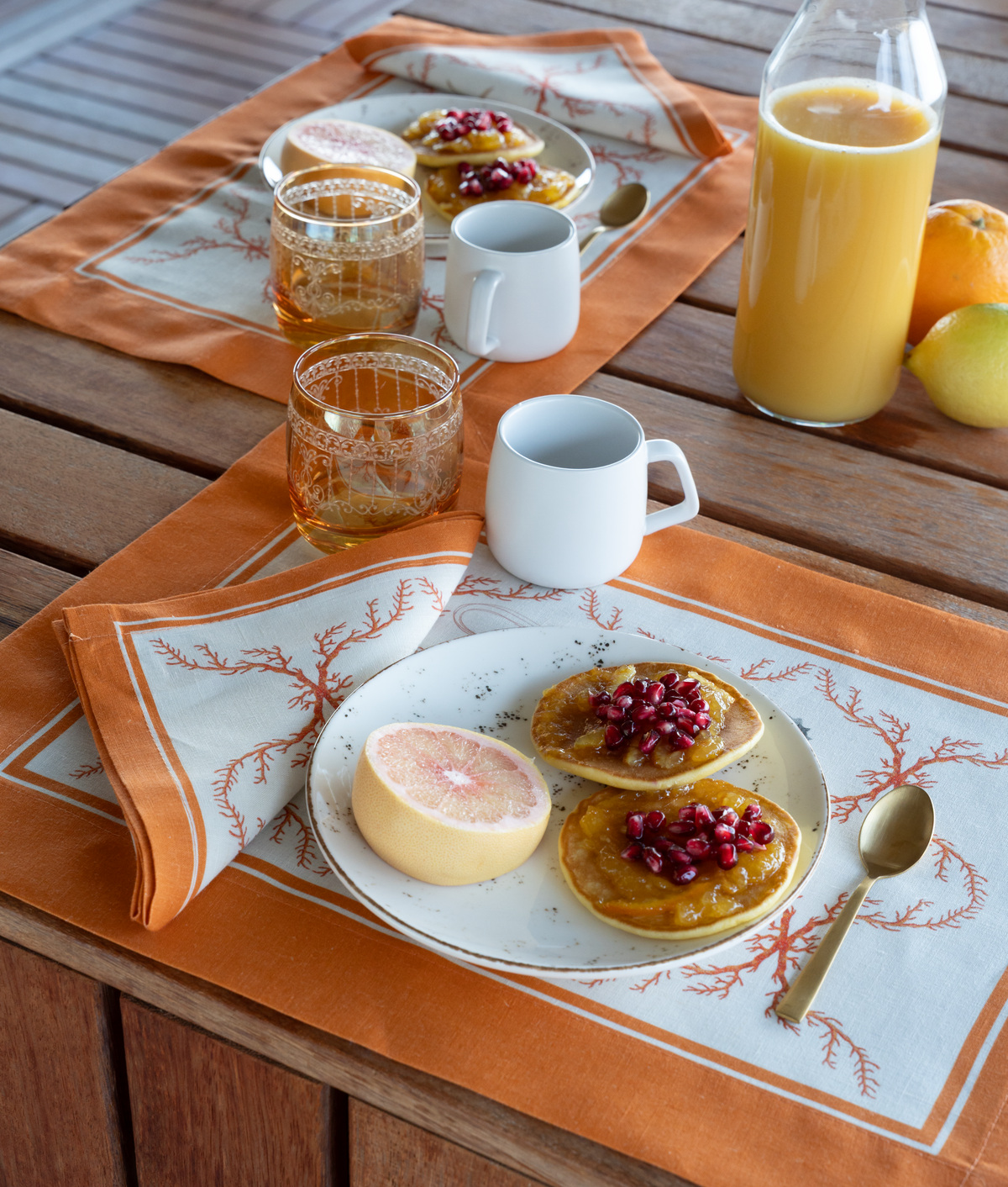 Lot de 4 sets de table Océanie en lin de qualité supérieure