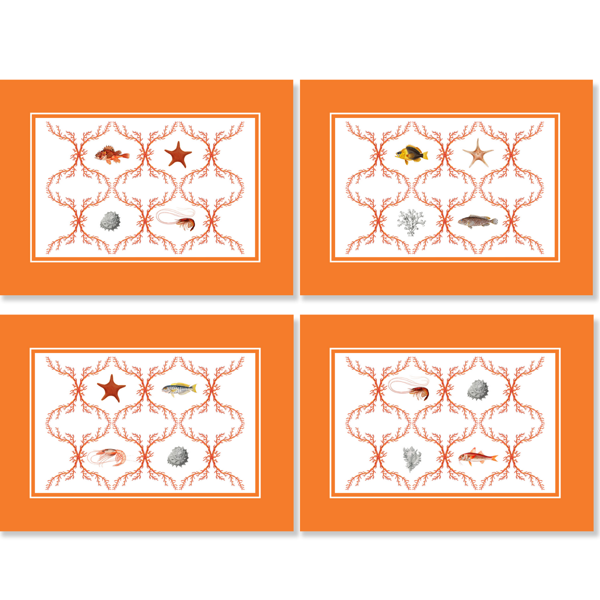 Lot de 4 sets de table Océanie en lin de qualité supérieure