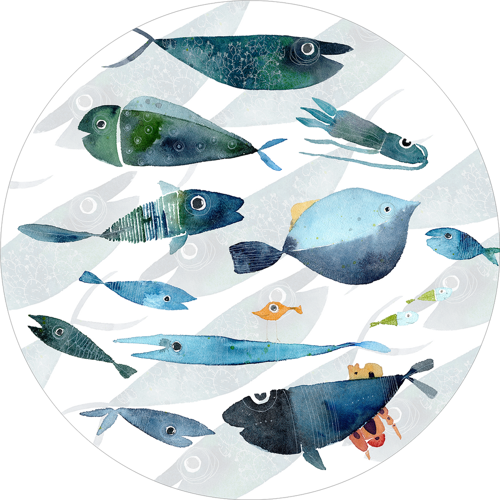 Set of 2 round hardboard placemats «Oltremare» 100% Made in Italy - The Napking