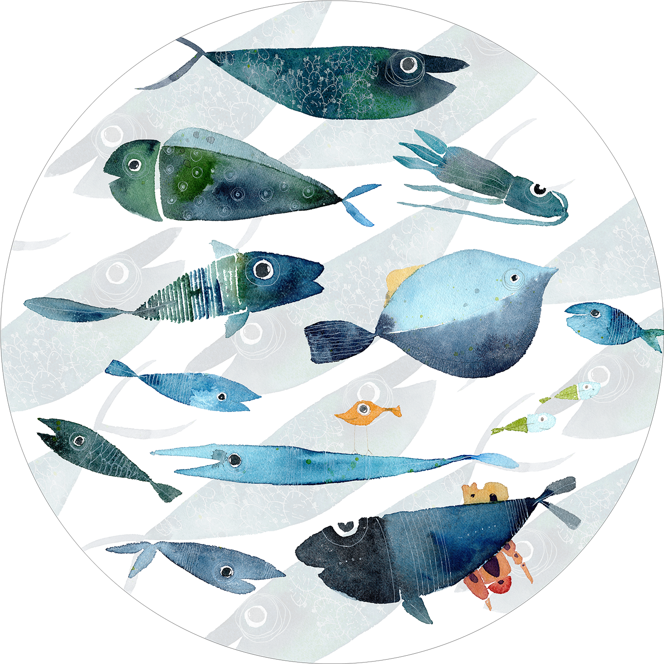 Set of 2 round hardboard placemats «Oltremare» 100% Made in Italy - The Napking