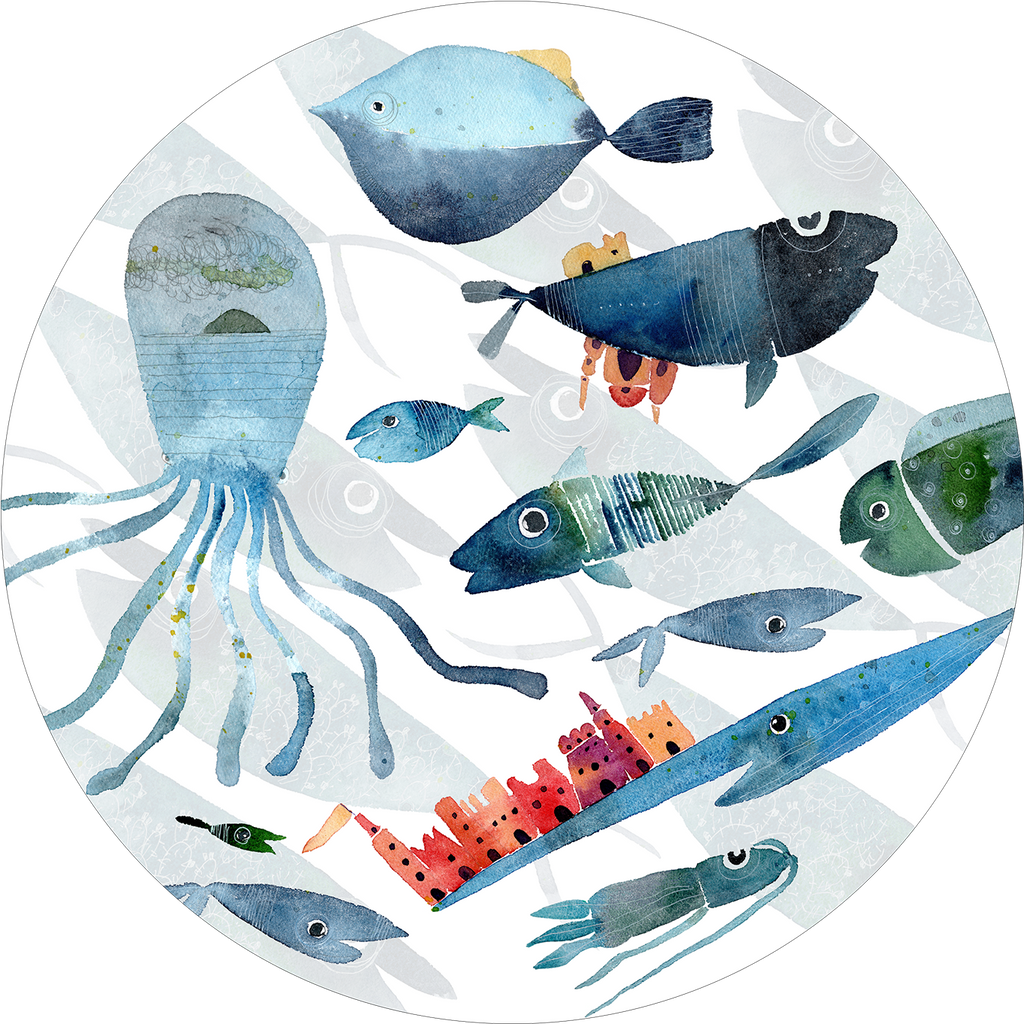 Set of 2 round hardboard placemats «Oltremare» 100% Made in Italy - The Napking