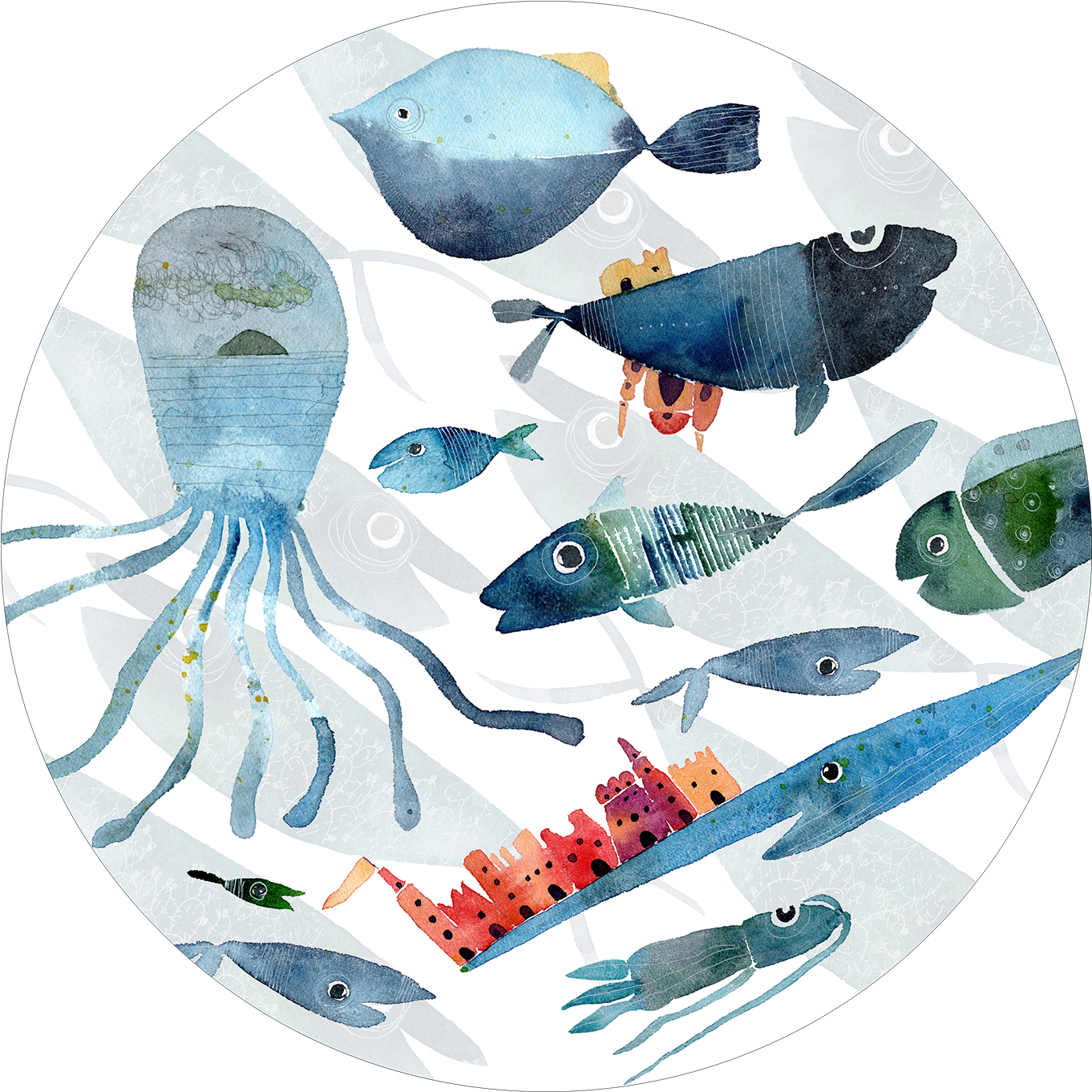 Set of 2 round hardboard placemats «Oltremare» 100% Made in Italy - The Napking