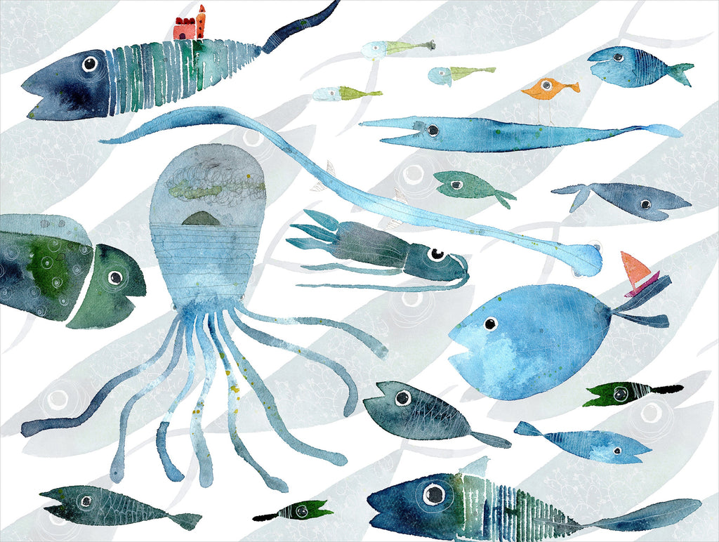 Set of 2 rectangular hardboard placemats «Oltremare», 100% Made in Italy