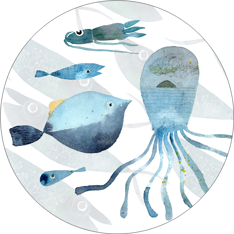 Set of 2 coasters «Oltremare» wood and cork - 100% Made in Italy