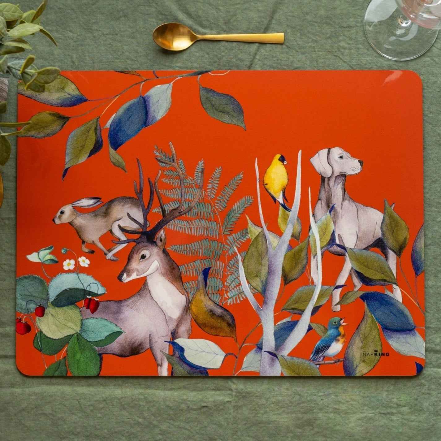 Set of 2 rectangular hardboard placemats «Caccia», 100% Made in Italy