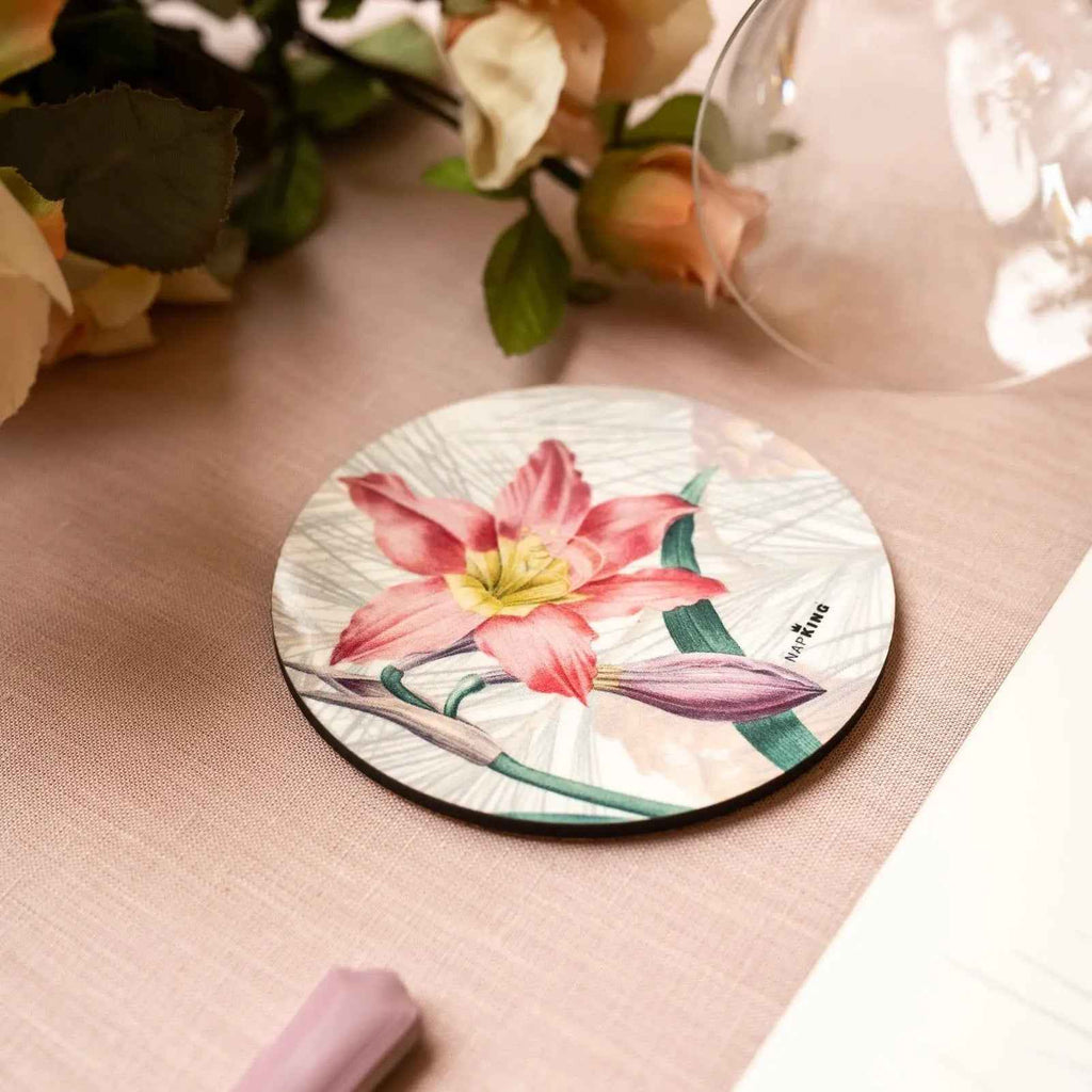 Set 2 Coasters Winter Garden - 100% Made in Italy, Wood and Cork - The Napking