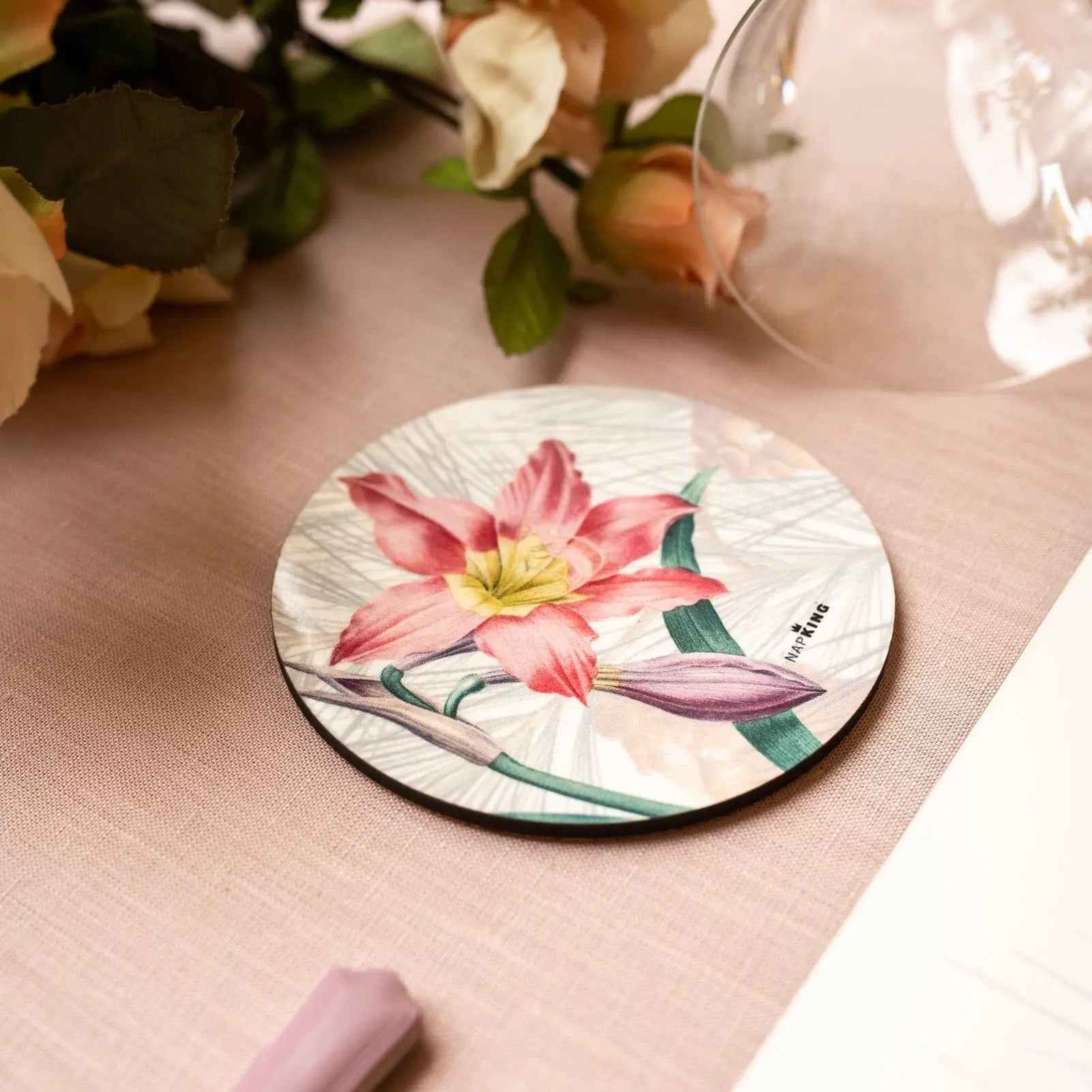 Set 2 Coasters Winter Garden - 100% Made in Italy, Wood and Cork - The Napking