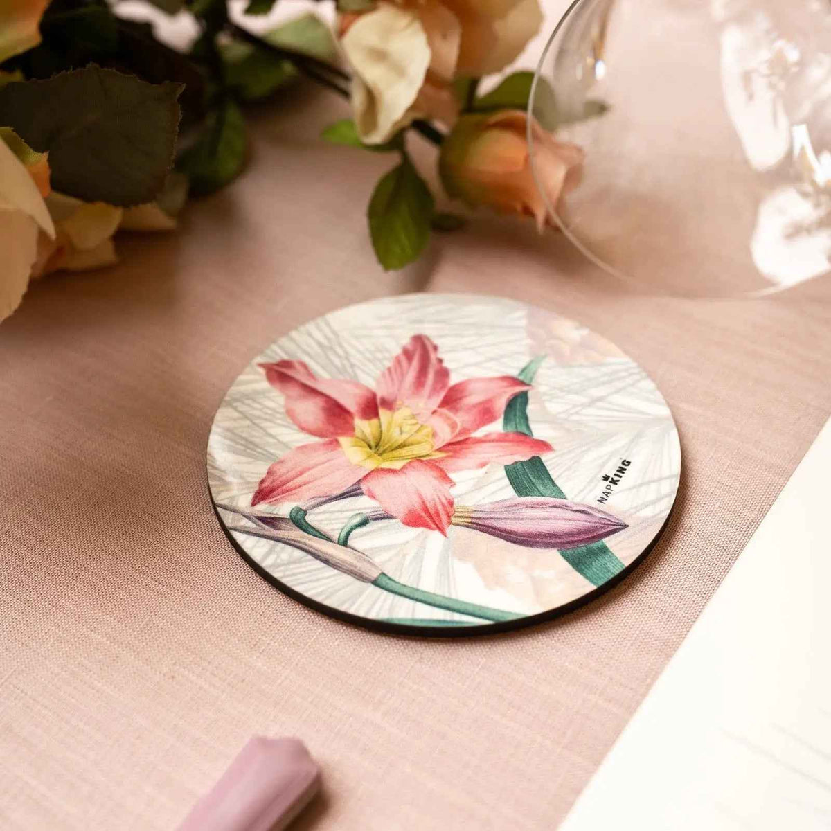 Set 2 Coasters Winter Garden - 100% Made in Italy, Wood and Cork - The Napking
