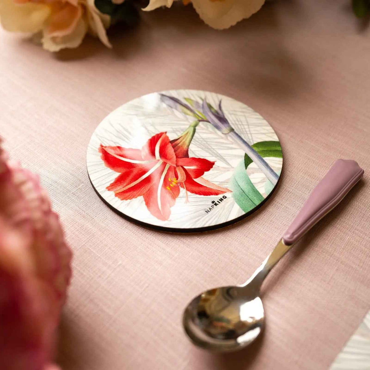 Set 2 Coasters Winter Garden - 100% Made in Italy, Wood and Cork - The Napking