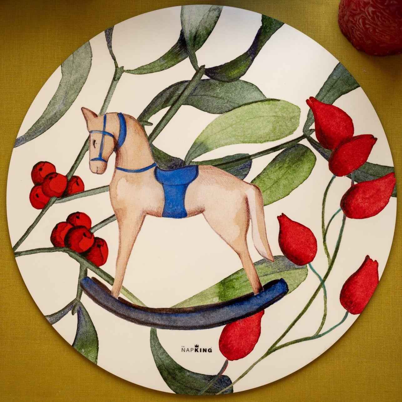 Set of 2 round hardboard placemats Olof, 100% Made in Italy