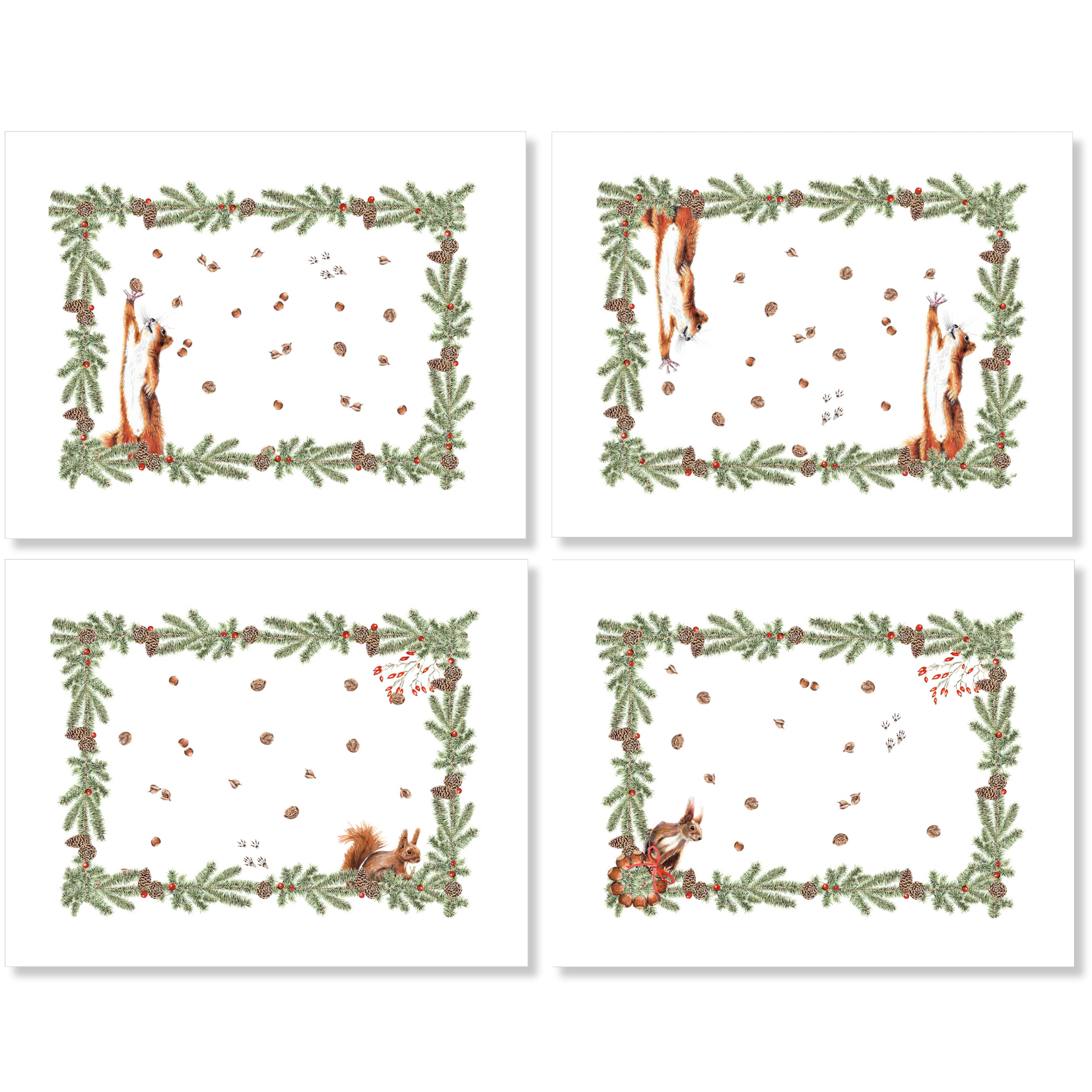 Set of 4 Placemats «The Squirrel» Linen 100% Made in Italy