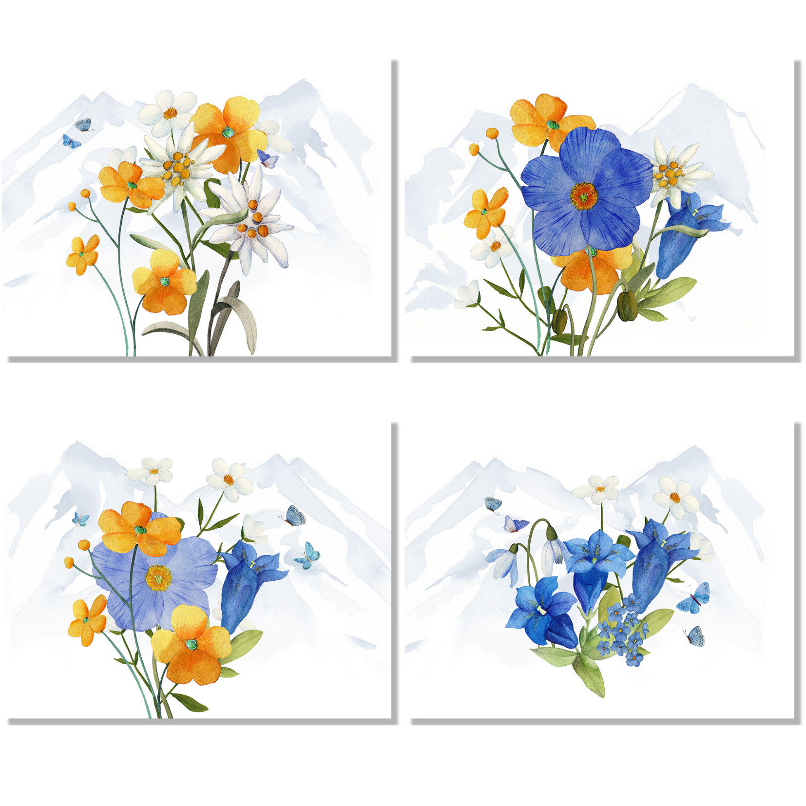 Set of 4 Placemats «Alpi Flora» Linen 100% Made in Italy - The Napking