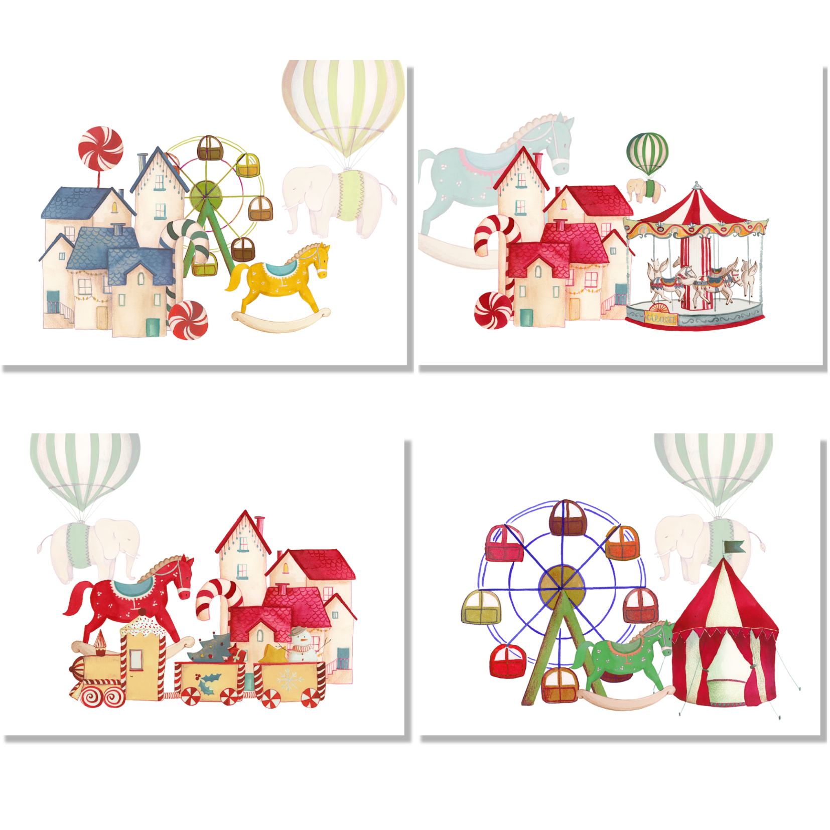 Set of 4 Placemats «Circus» Linen 100% Made in Italy