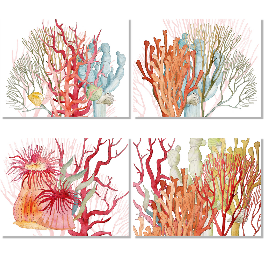 Set of 4 Placemats «Corals» Linen 100% Made in Italy - The Napking