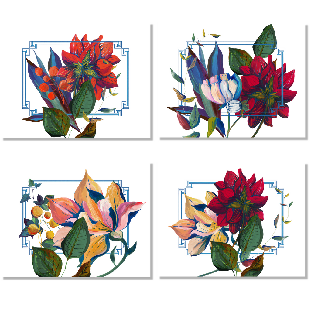 Set of 4 Placemats «Dahlia» Linen 100% Made in Italy