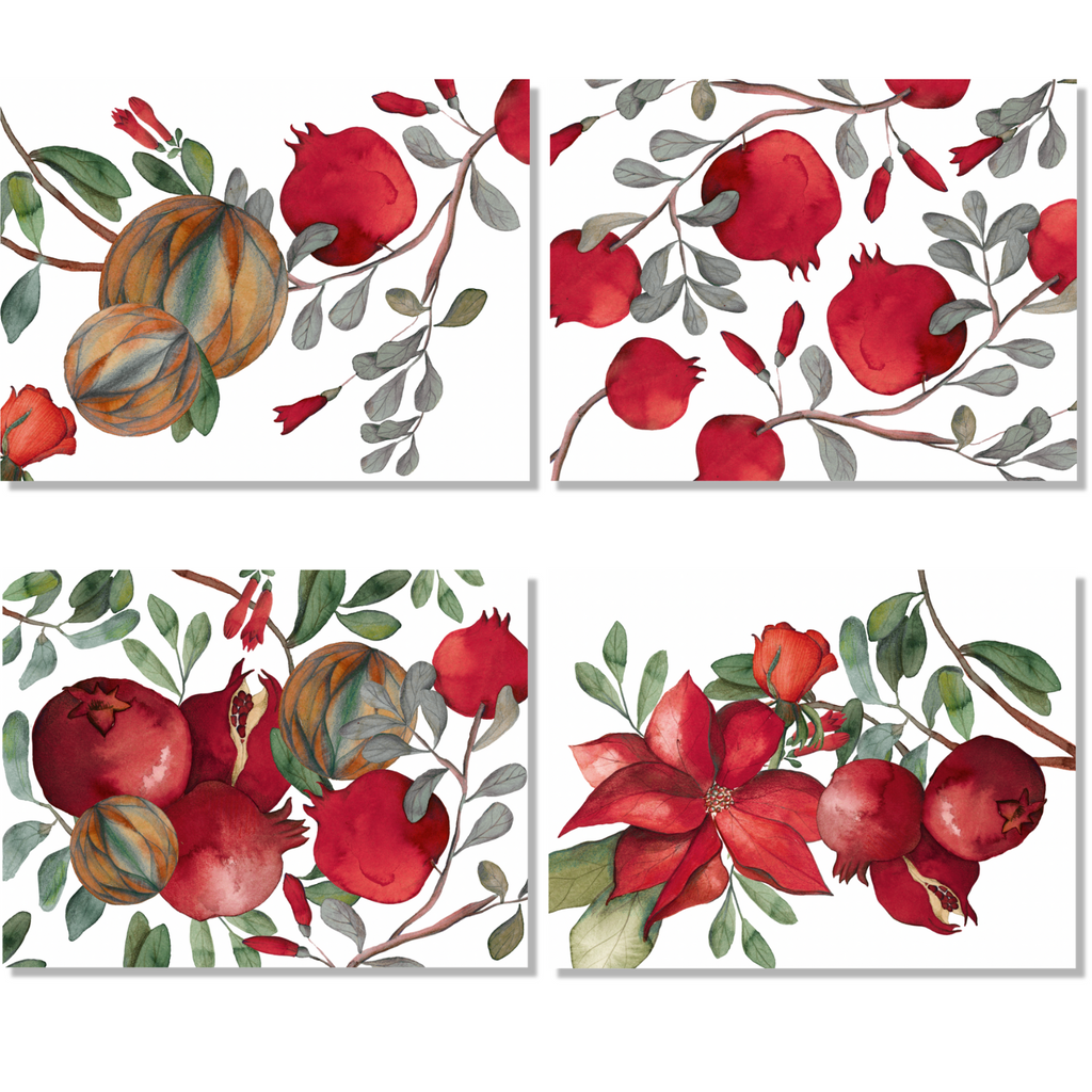 Set of 4 Placemats Grenade Cotton Satin 100% Made in Italy