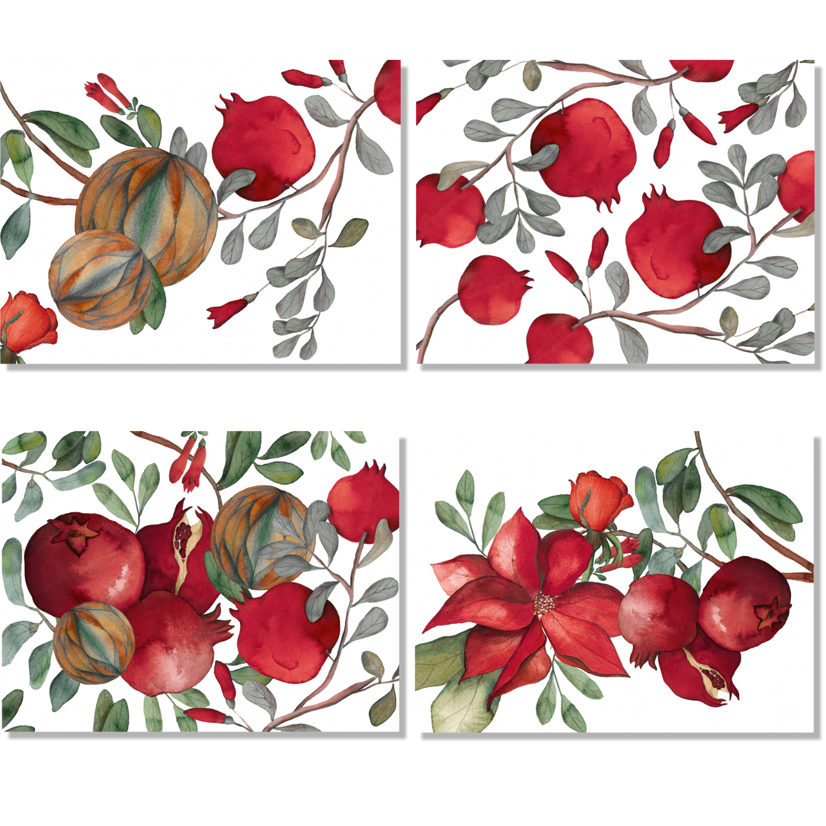 Set of 4 Placemats Grenade Cotton Satin 100% Made in Italy