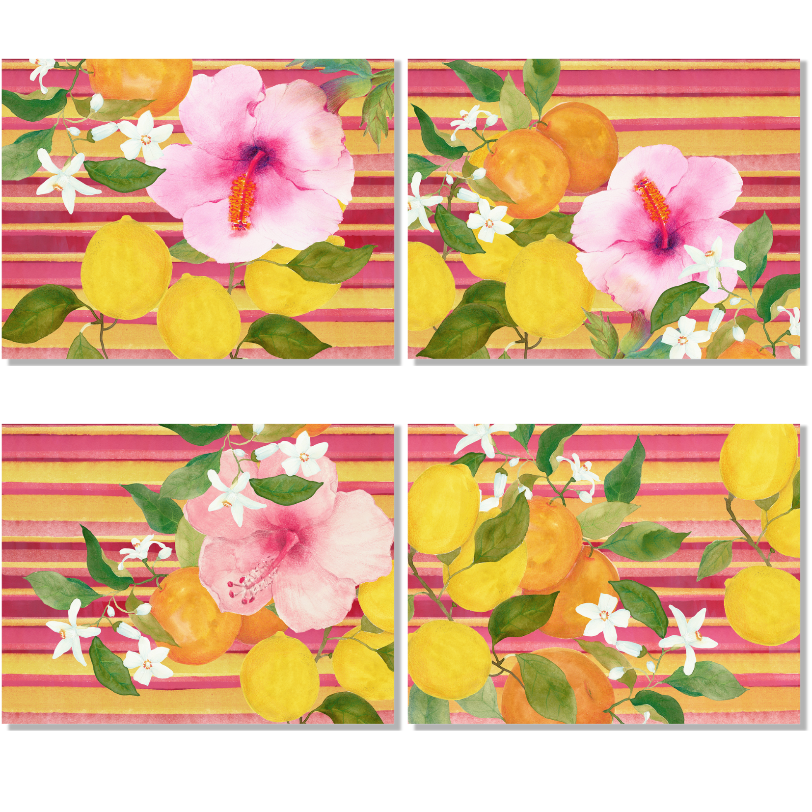 Set of 4 Placemats «Ibiscus» Premium quality Linen - The Napking