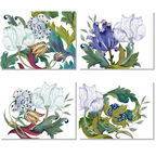 Morris set of 4 premium linen placemats with botanical print