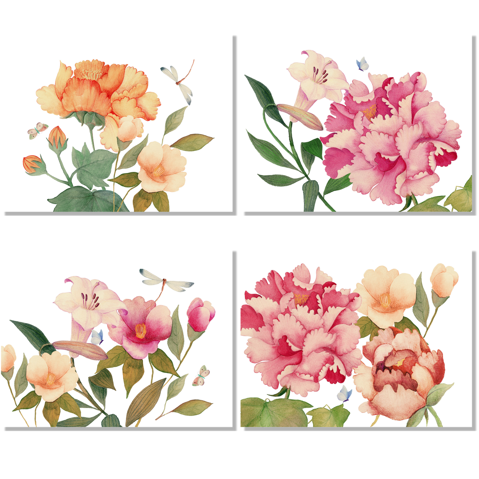 Set of 4 Placemats «Peony» Linen 100% Made in Italy - The Napking