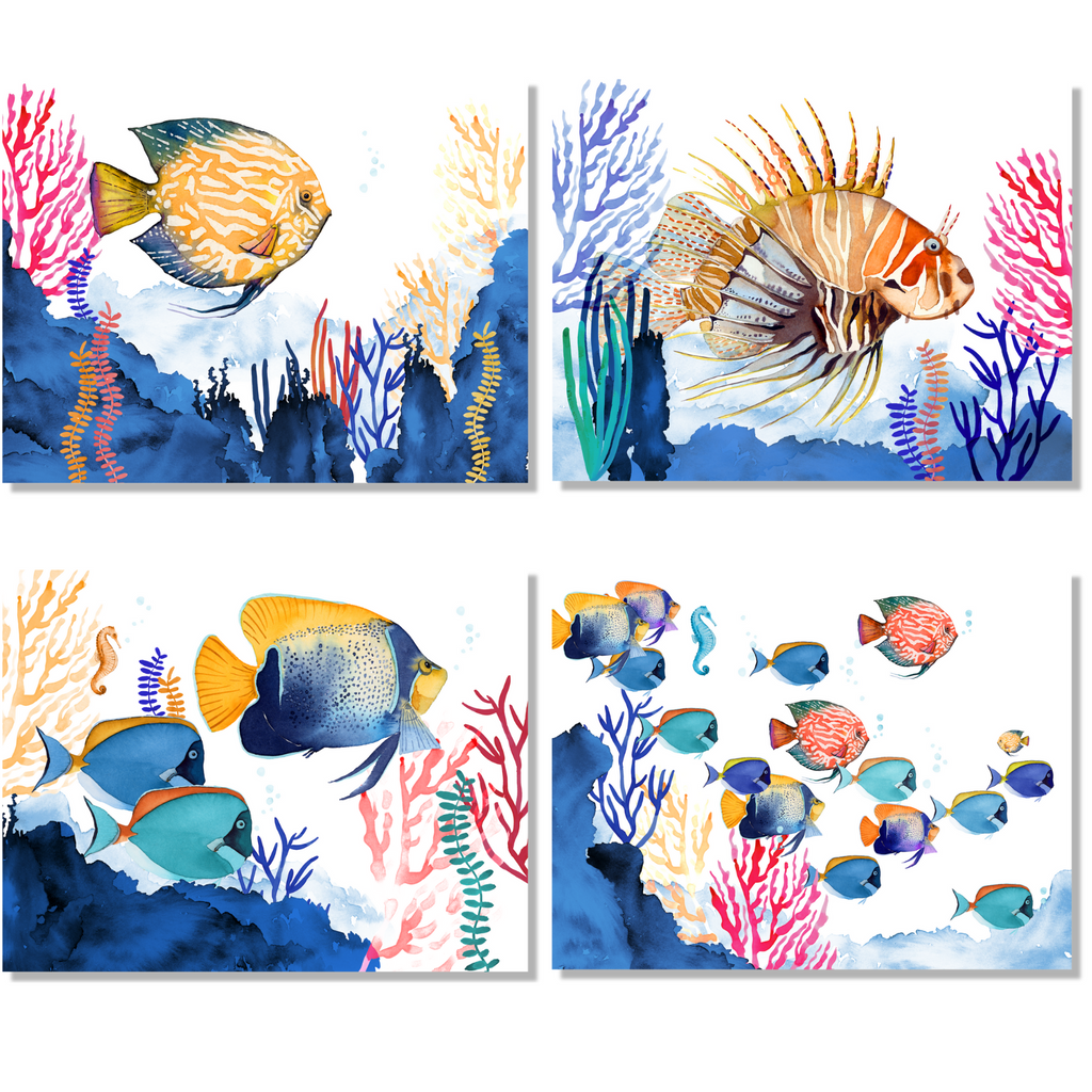 Set of 4 Placemats «The Reef» Cotton Satin 100% Made in Italy