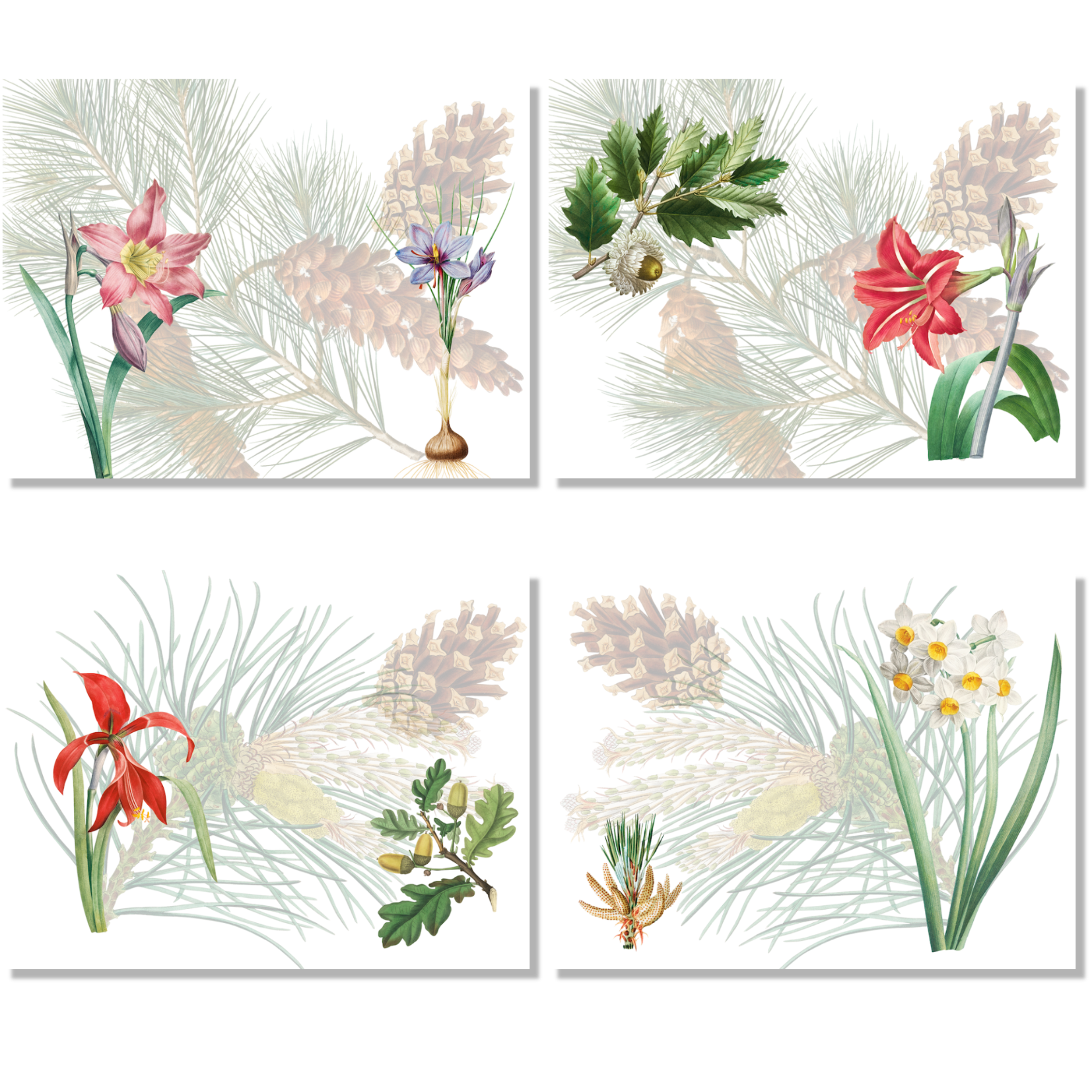 Set of 4 Placemats «Winter Garden», Linen 100% Made in Italy