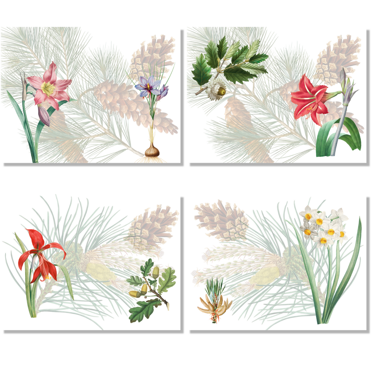 Set of 4 Placemats «Winter Garden», Linen 100% Made in Italy