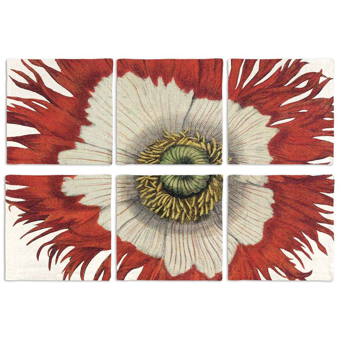 Set of 6 Napkins Papaver 100% Made in Italy