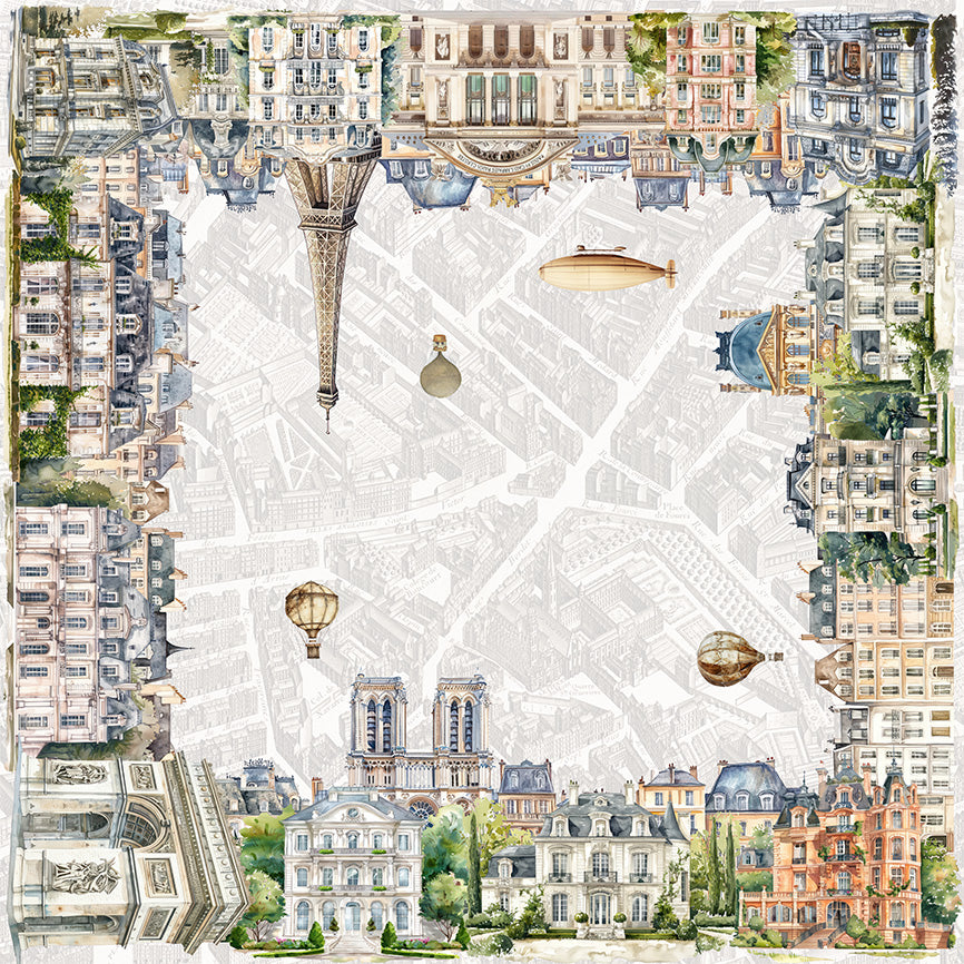 Paris tablecloth pure linen 110x110 cm with Paris-inspired illustrated print image 6