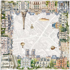 Paris tablecloth pure linen 110x110 cm with Paris-inspired illustrated print image 6