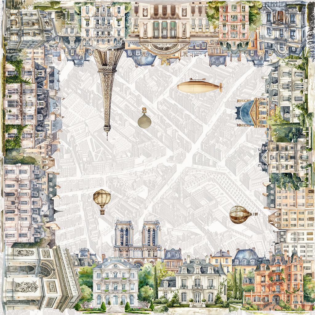Paris tablecloth pure linen 180x180 cm with Paris-inspired illustrated print image 5