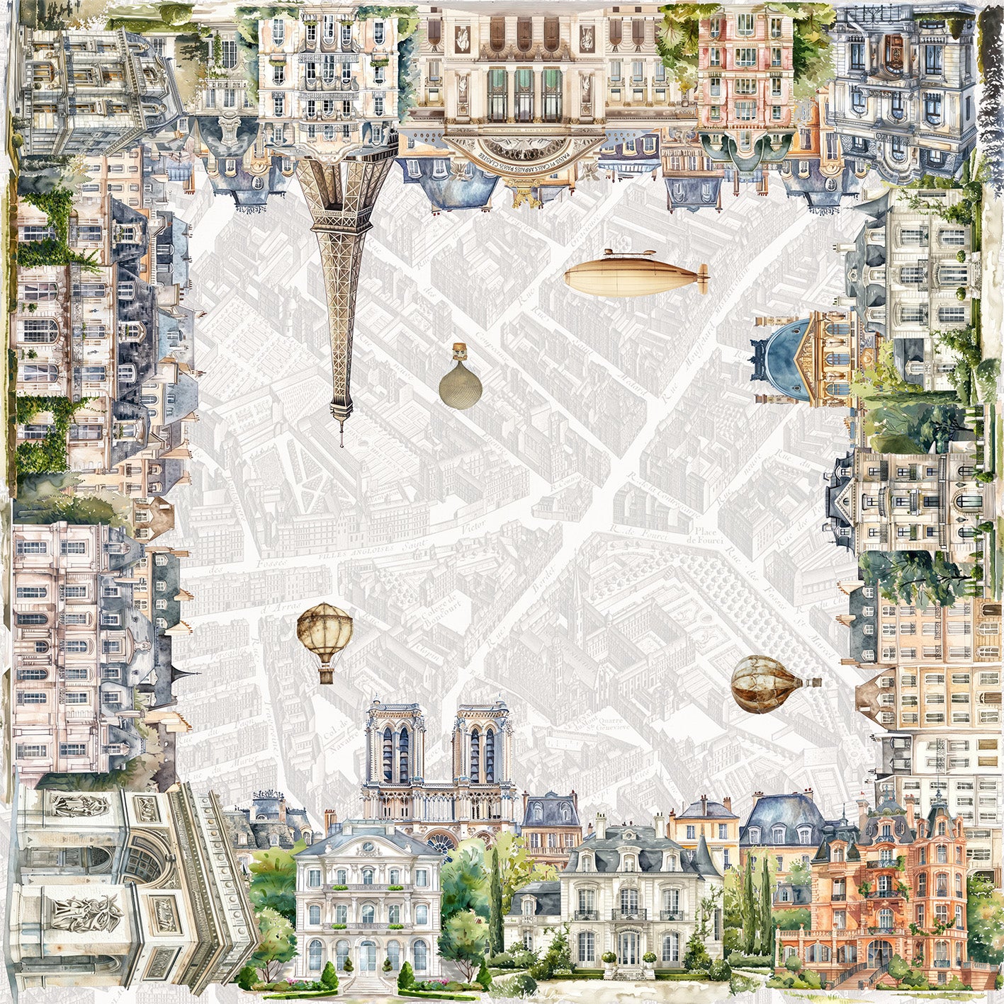 Paris tablecloth pure linen 180x180 cm with Paris-inspired illustrated print image 5
