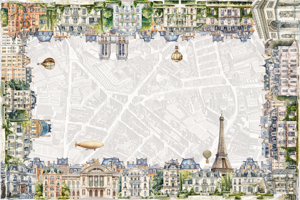 Paris tablecloth pure linen 180x180 cm with Paris-inspired illustrated print image 2
