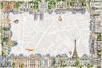 Paris tablecloth pure linen 180x180 cm with Paris-inspired illustrated print image 2
