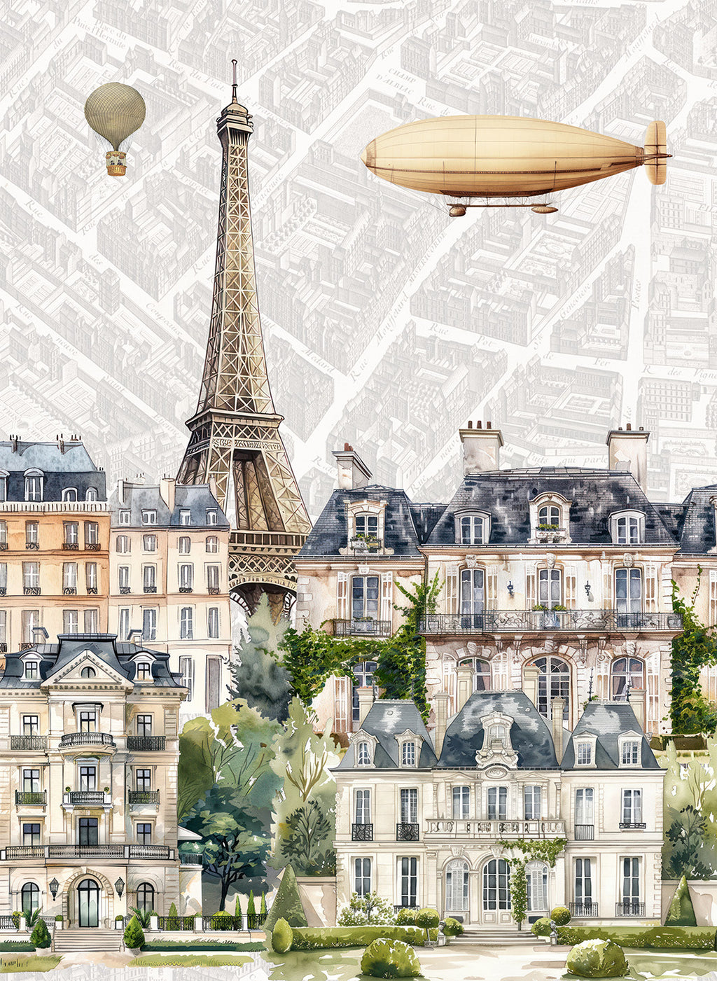 Paris kitchen towel pure linen with Paris-inspired illustrated print image 2