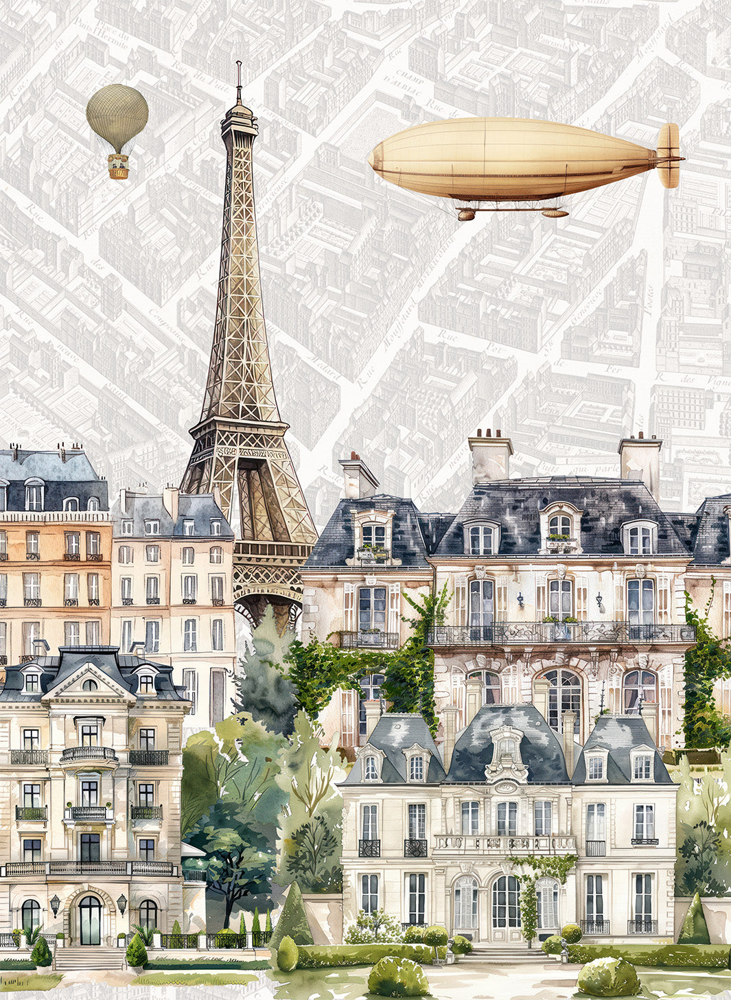 Paris kitchen towel pure linen with Paris-inspired illustrated print image 2