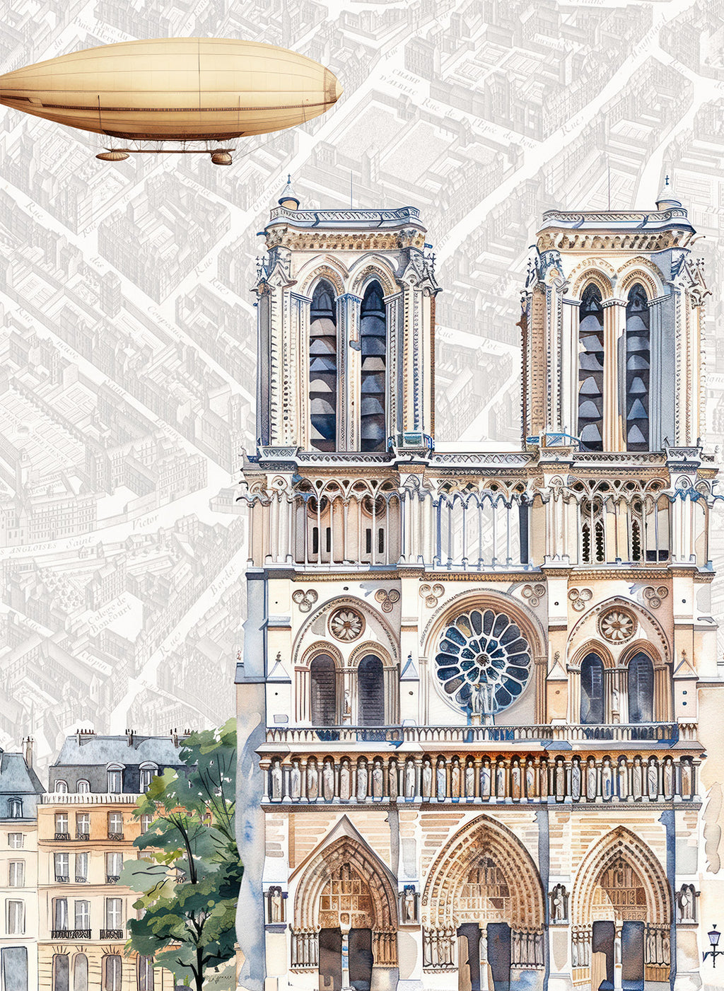 Paris kitchen towel pure linen with Paris-inspired illustrated print image 3