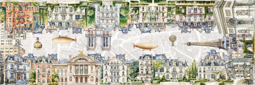 Paris runner pure linen 50x150 cm with Paris-inspired illustrated print image 2