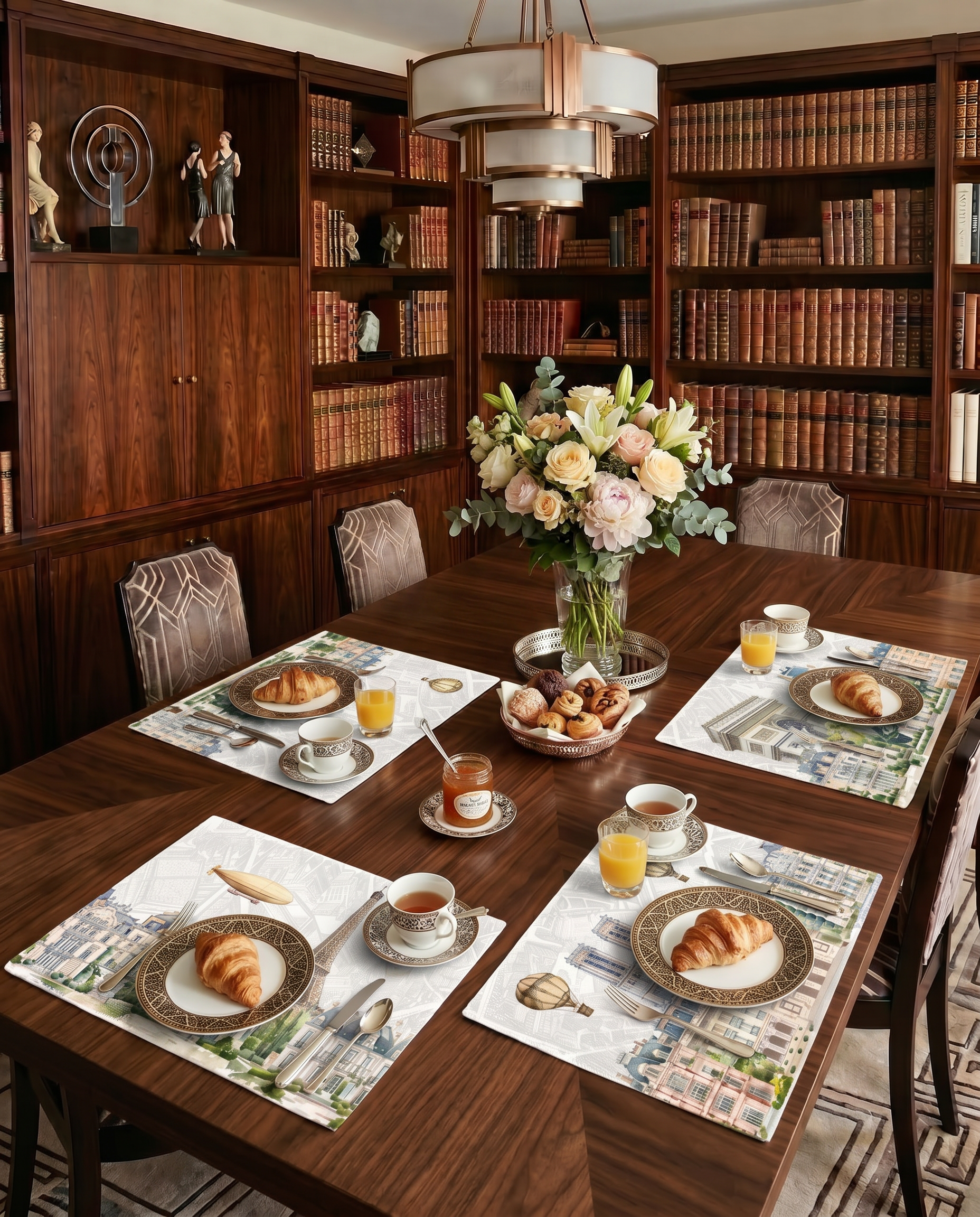 Paris set of 4 placemats pure linen with Paris-inspired illustrated print main image