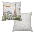 Paris cushion velvet with Paris-inspired illustrated print main image
