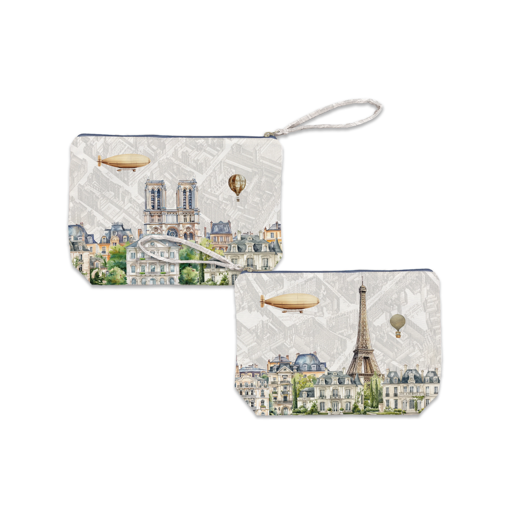 Paris pochette velvet with Paris-inspired illustrated print main image
