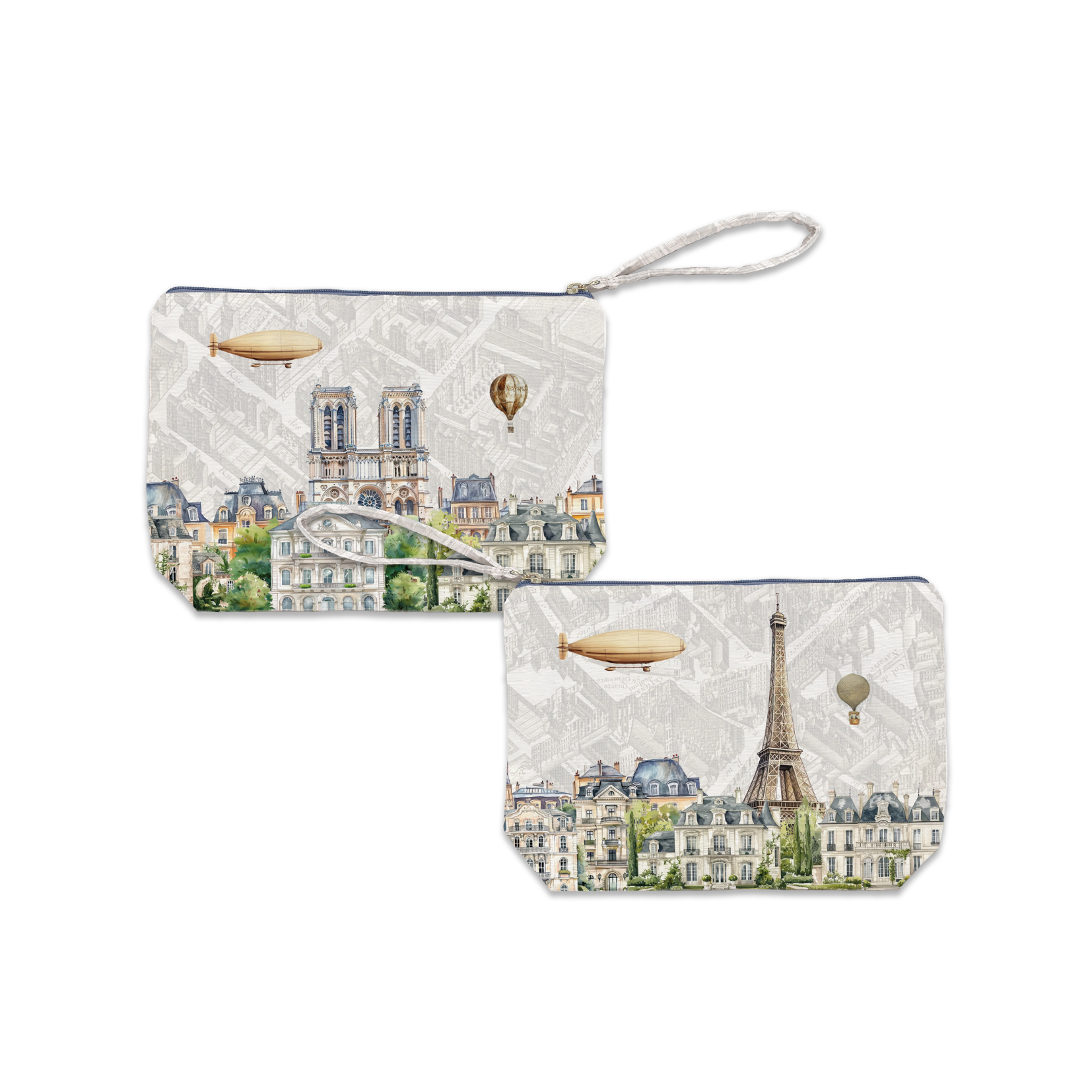 Paris pochette velvet with Paris-inspired illustrated print main image
