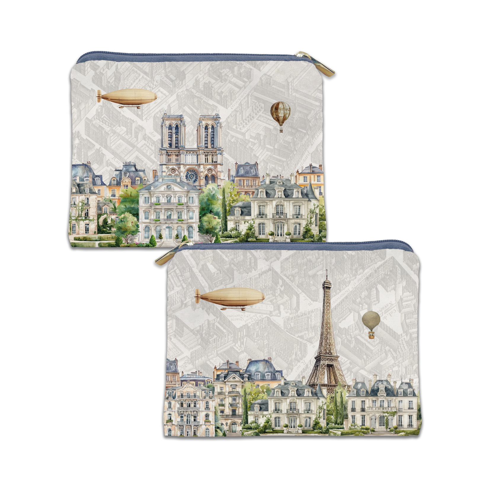 Paris trousse velvet with Paris-inspired illustrated print main image
