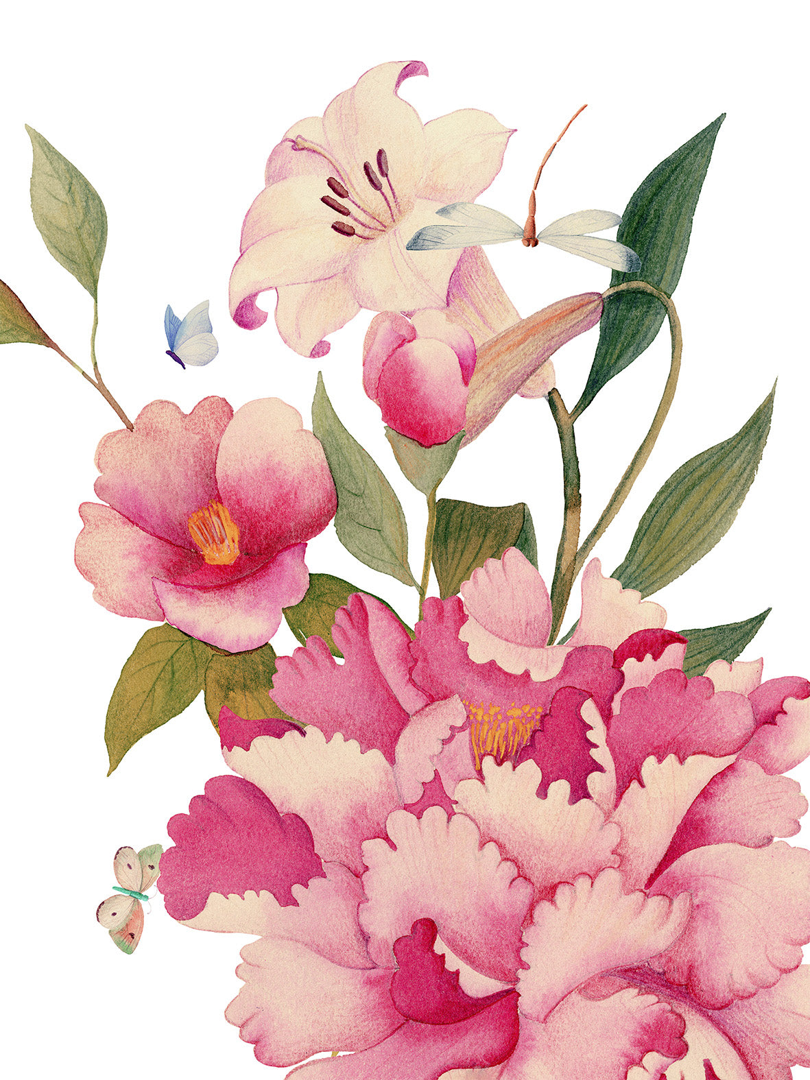 Kitchen Towels «Peony», 100% Made in Italy