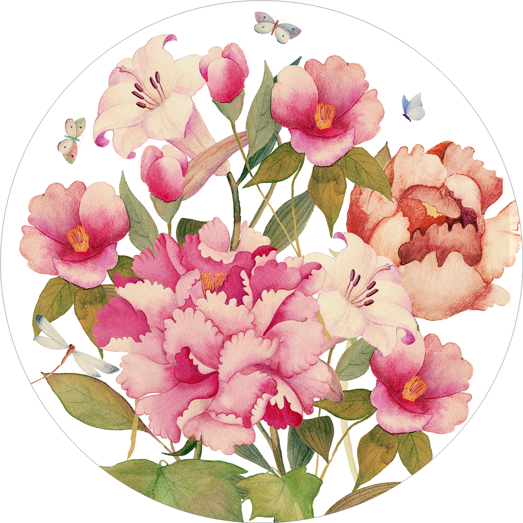 Set of 2 round hardboard placemats «Peony» 100% Made in Italy - The Napking